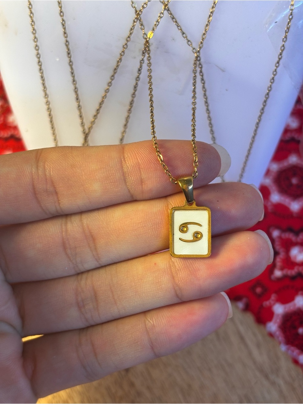 Gold Cancer Zodiac Pendant Necklace - Women Jewelry